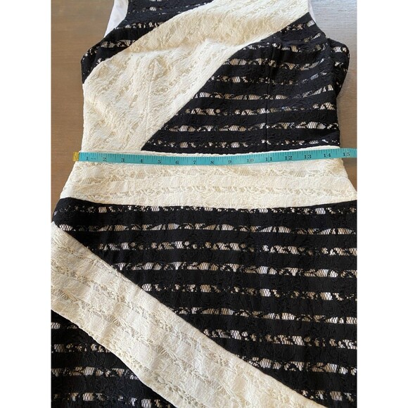 BCBGMAXAZRIA Dress Size 8 Dalia Mini Sheath White w/ Lace Detail Black White EUC - Picture 13 of 16